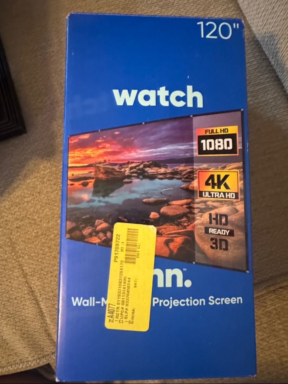 watch 120" Blue Wall-Mounted Projection Screen